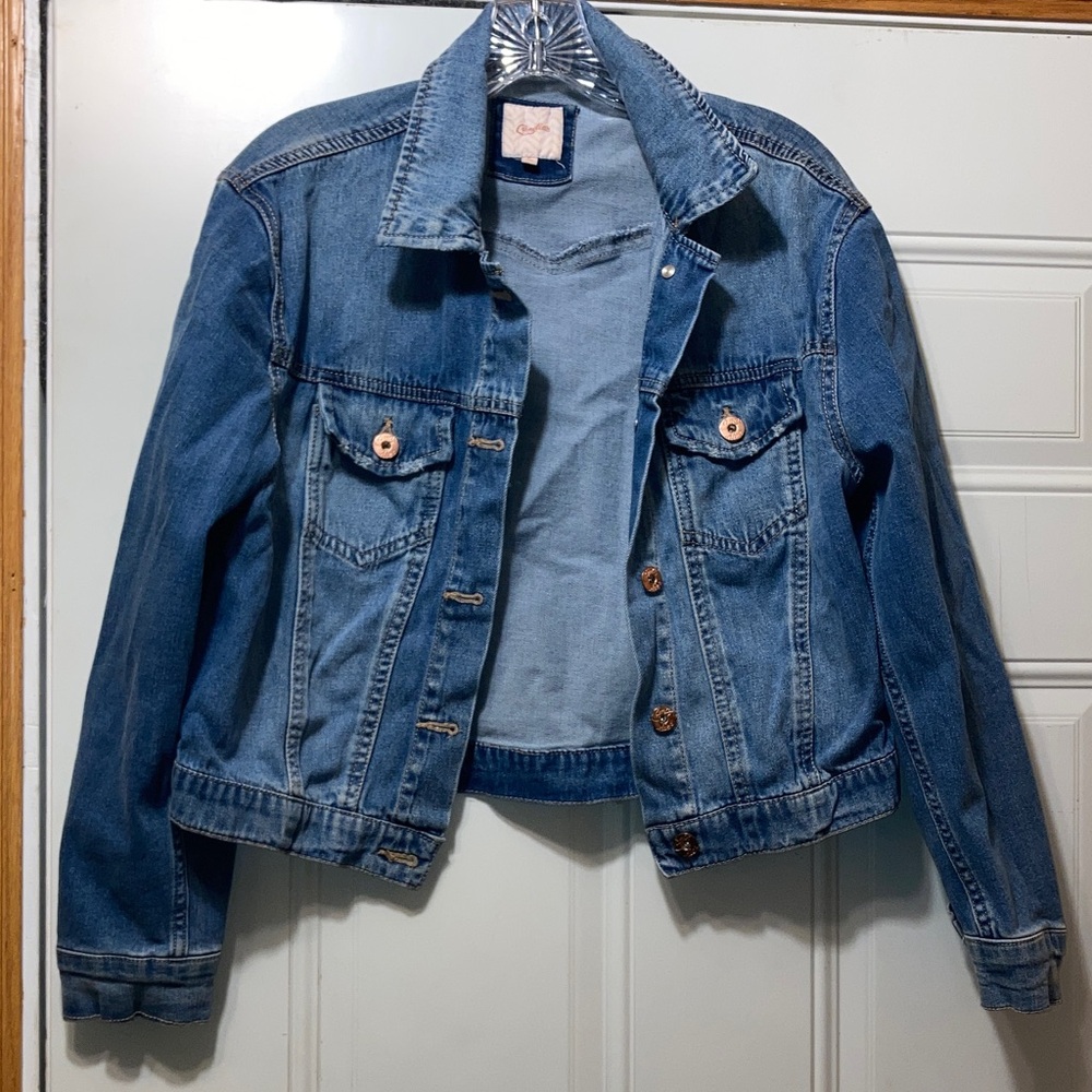 Candie's Pink and Blue Denim Jacket S